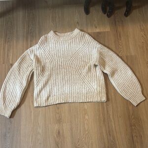 a new day Cream Ribbed Crewneck Sweater